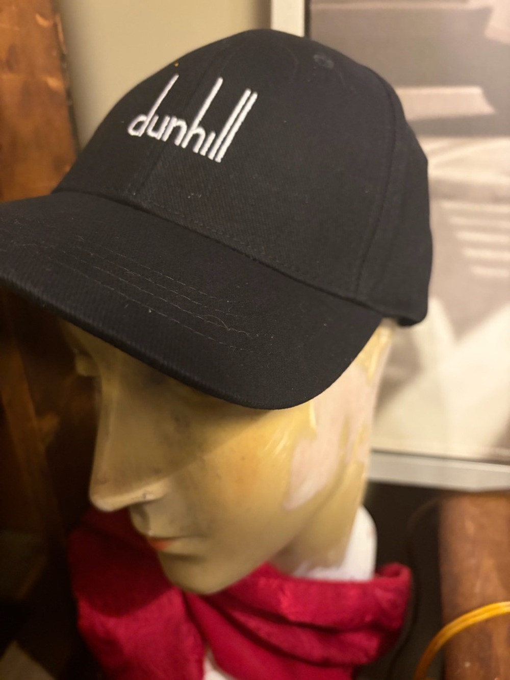 Dunhill Black Cap with White Script Logo and shower gel
